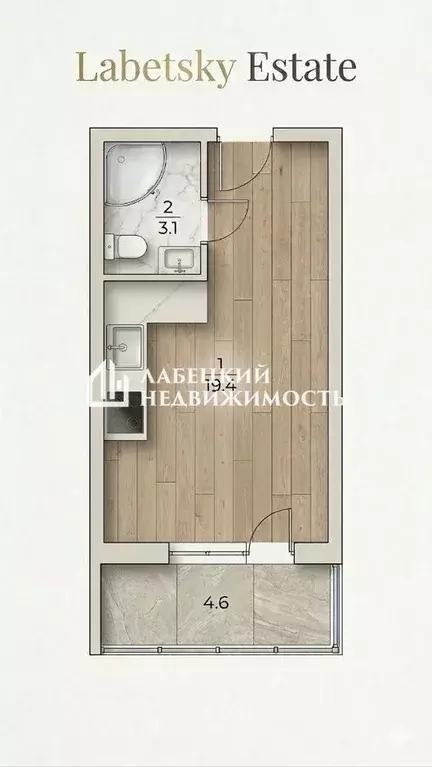 Студия Санкт-Петербург Парашютная ул., 34 (22.5 м) - Фото 2