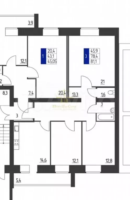 3-к. квартира, 81,1 м, 6/9 эт. - Фото 0