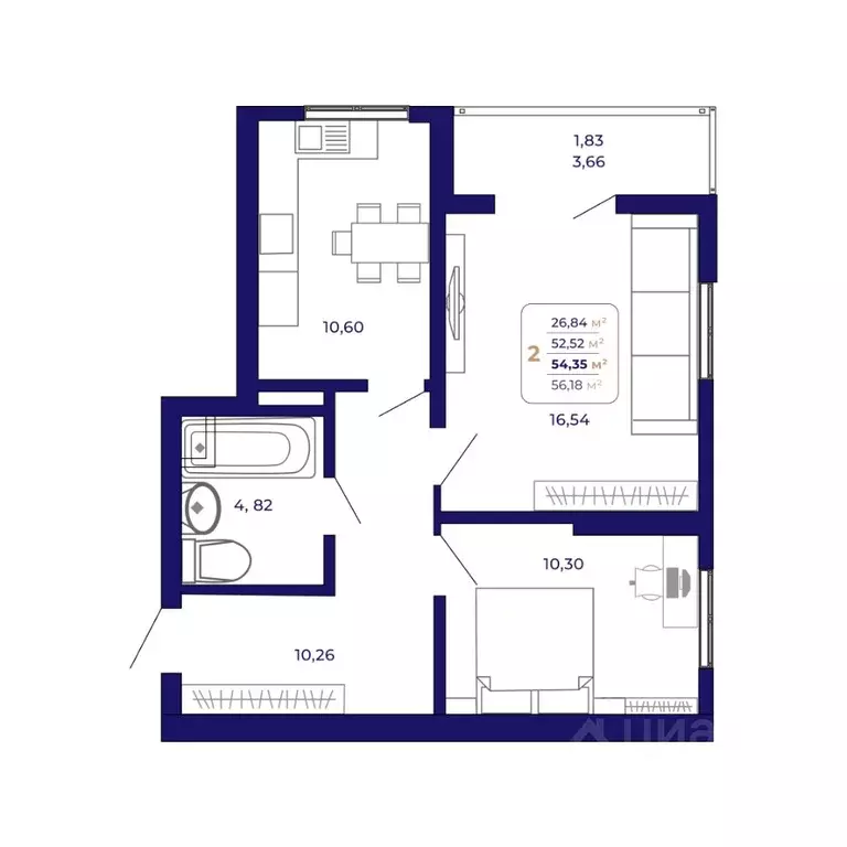 2-к кв. Башкортостан, Уфа Затон-Восточный жилрайон, Паруса жилой ... - Фото 1