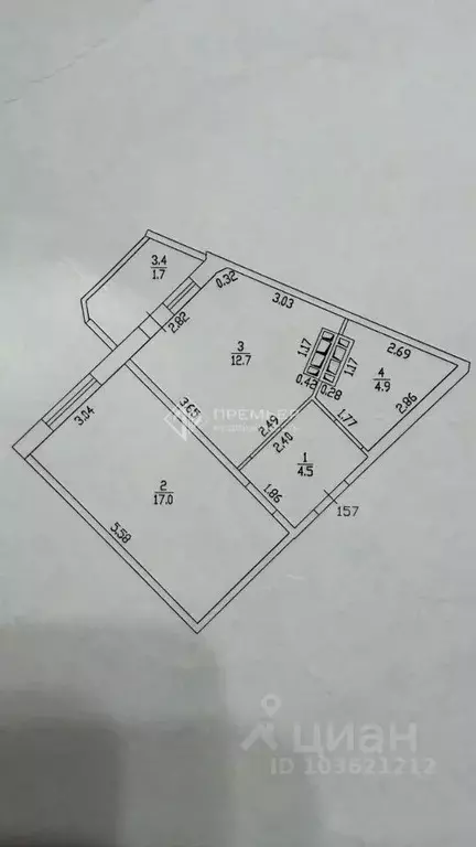 1-к кв. Кировская область, Киров ул. Ивана Попова, 56к1 (40.7 м) - Фото 2