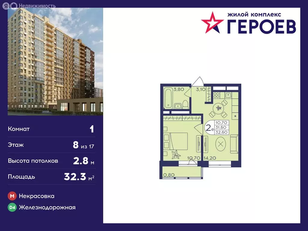 1-комнатная квартира: Балашиха, микрорайон Железнодорожный, улица ... - Фото 0