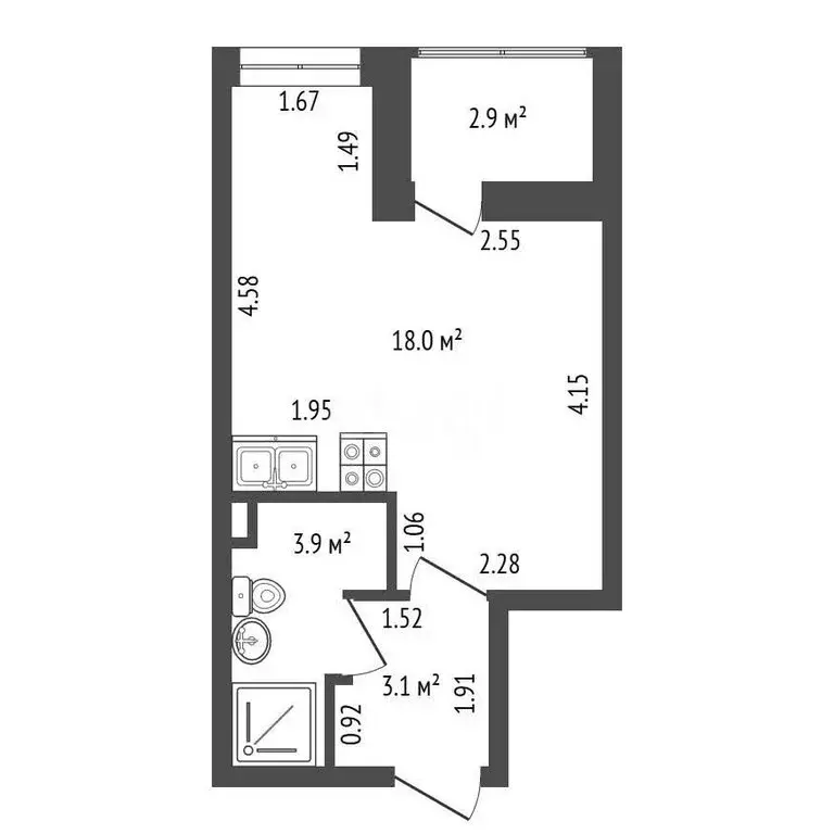 Квартира-студия: Санкт-Петербург, проспект Будённого, 21к1 (25 м) - Фото 1