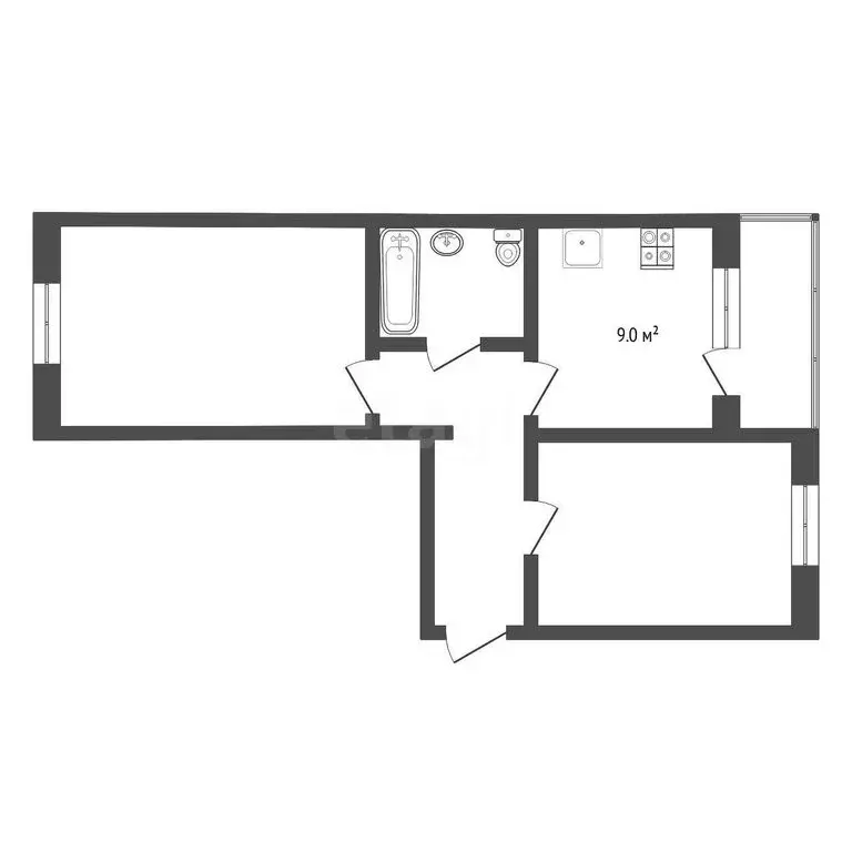 2-комнатная квартира: Тюмень, улица Мамина-Сибиряка, 20 (48 м) - Фото 1