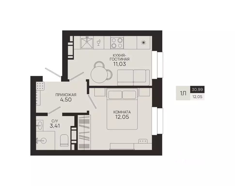 1-к кв. Ханты-Мансийский АО, Сургутский район, Федоровский городское ... - Фото 1