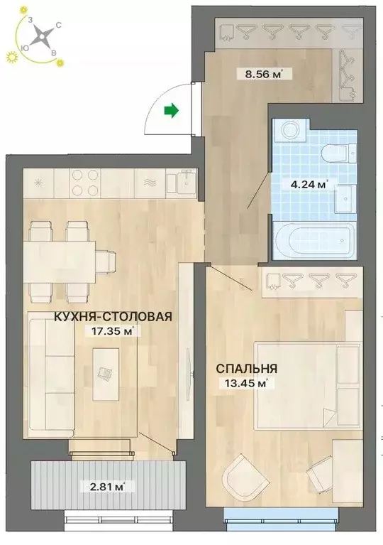 1-к кв. Свердловская область, Екатеринбург ул. Кузнецова, 11А (46.41 ... - Фото 1