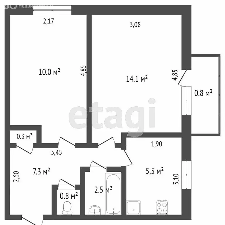 2-комнатная квартира: Ишим, Курганская улица, 89 (39.3 м) - Фото 1