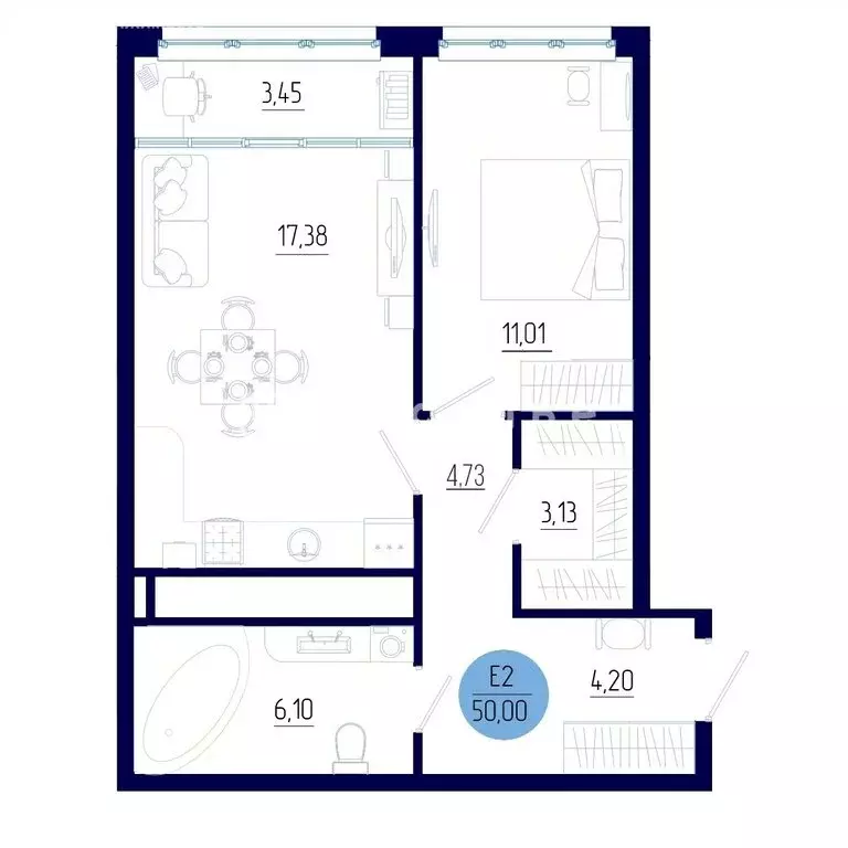 1-комнатная квартира: село Дядьково, проезд Бульвар Оптимистов, 8 (50 ... - Фото 1