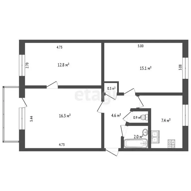3-комнатная квартира: Биробиджан, Невская улица, 6 (60.1 м) - Фото 1