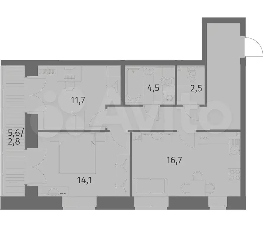 2-к. квартира, 67 м, 2/9 эт. - Фото 1