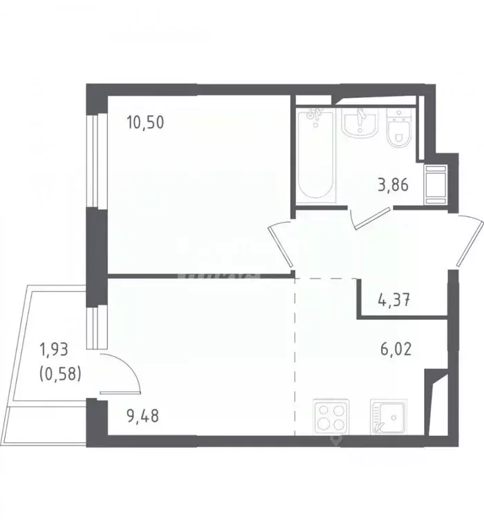 1-к кв. Московская область, Ленинский городской округ, д. Коробово ул. ... - Фото 2