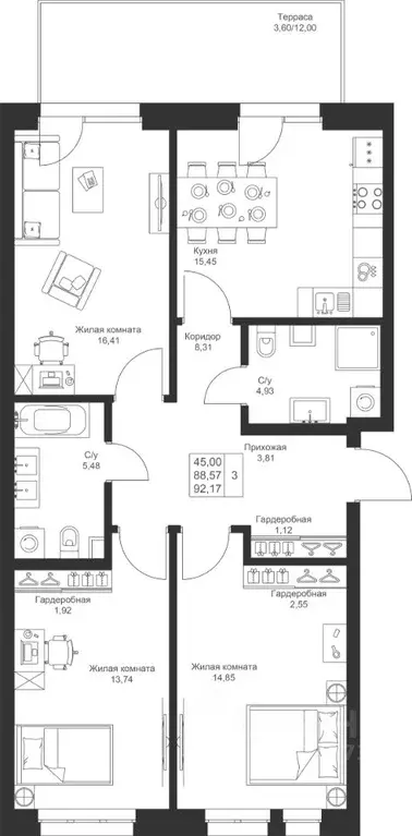 3-к кв. Татарстан, Лаишевский район, Столбищенское с/пос, с. Усады ул. ... - Фото 1