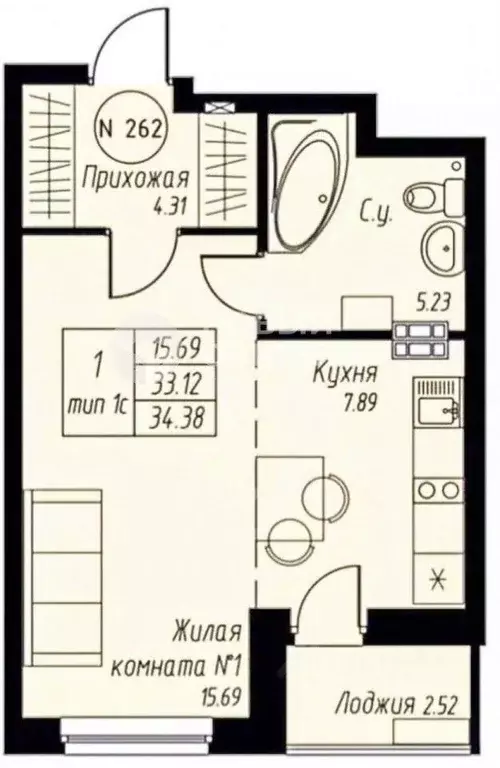 1-к кв. Свердловская область, Екатеринбург ул. Азина, 22/2 (35.0 м) - Фото 0