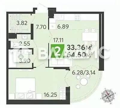 1-к кв. Пензенская область, Пенза ул. Глазунова, 10 (64.5 м) - Фото 2