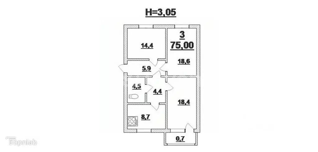 3-к кв. Калининградская область, Калининград Ленинский просп., 51 ... - Фото 1