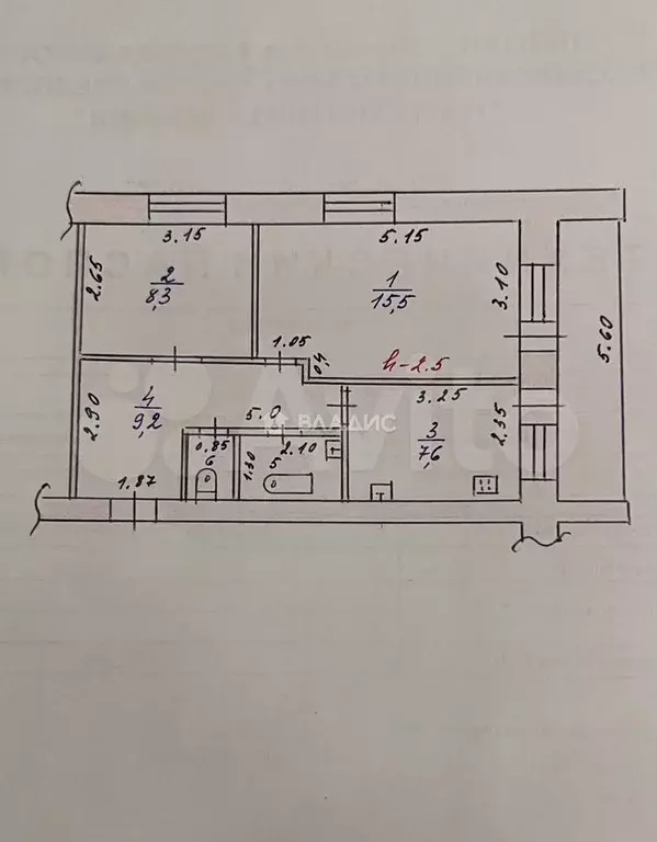 2-к. квартира, 44,4 м, 1/3 эт. - Фото 0