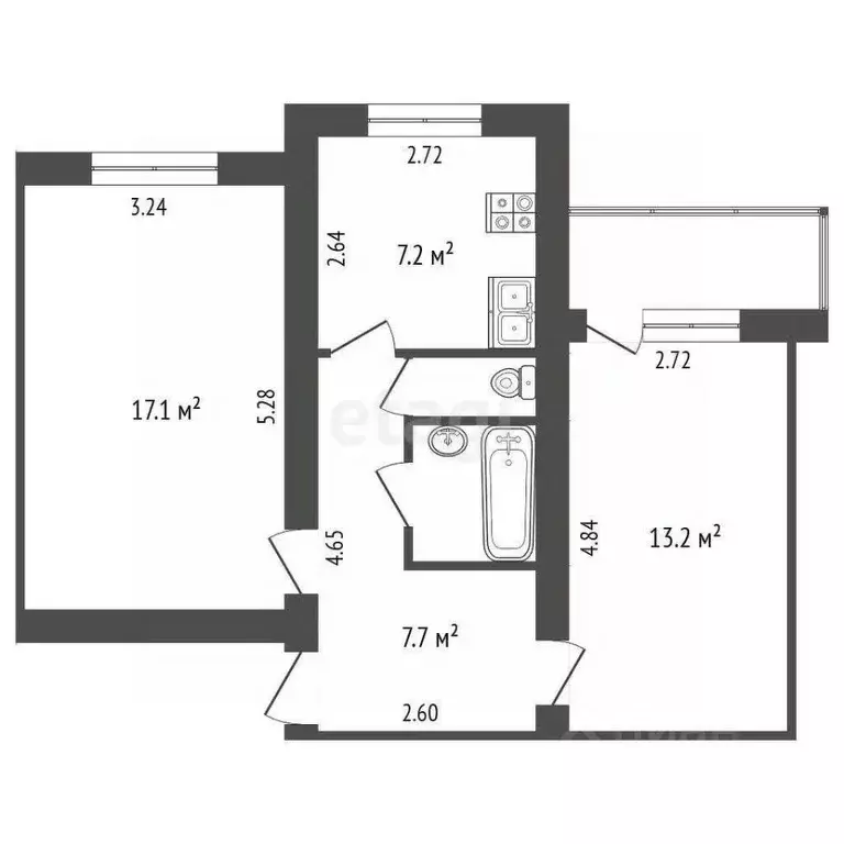 2-к кв. Московская область, Серпухов городской округ, пос. Оболенск ... - Фото 2