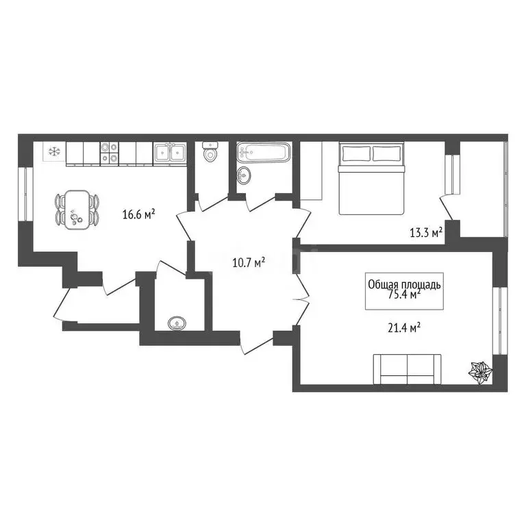 2-комнатная квартира: Новосибирск, улица Ивлева, 160 (75.4 м) - Фото 0