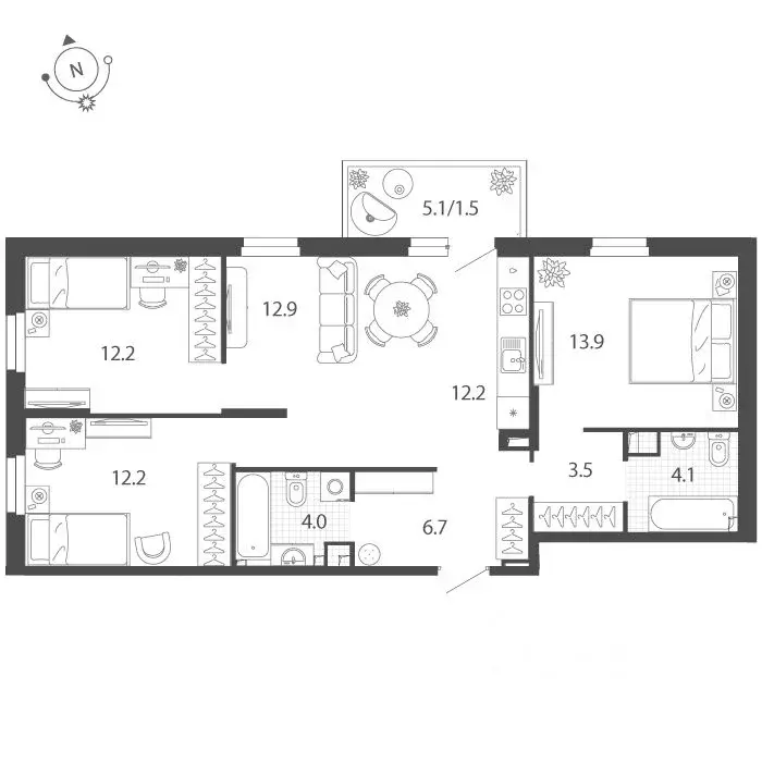 4-к кв. Тюменская область, Тюмень ул. Парада Победы, 11 (82.9 м) - Фото 0