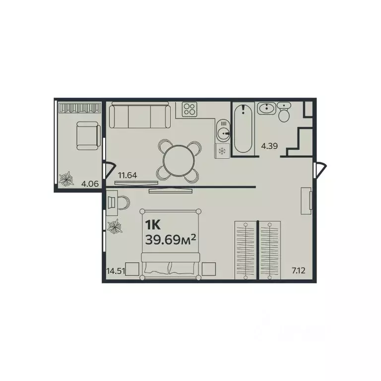 1-к кв. Ленинградская область, Выборг Эдельвейс жилой комплекс (39.69 ... - Фото 0