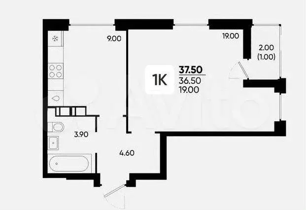 1-к. квартира, 37,5 м, 15/18 эт. - Фото 1