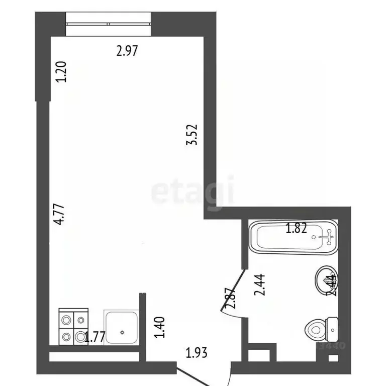 Студия Тюменская область, Тюмень Интернациональная ул., 199к9 (25.2 м) - Фото 1