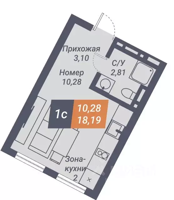 1-к кв. Новосибирская область, Новосибирск ул. Ленина, 85 (18.19 м) - Фото 1