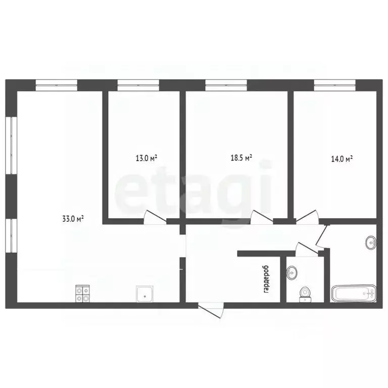 3-к кв. Тюменская область, Тюмень ул. Республики, 204к10 (99.3 м) - Фото 2