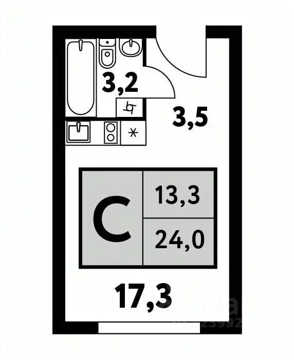 Студия Москва Фестивальная ул., 15к6 (24.0 м) - Фото 0