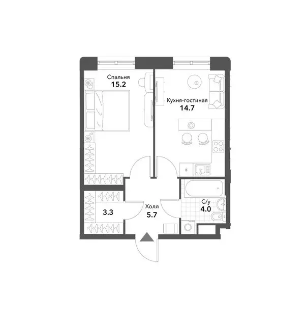 Продаётся 1-к квартира, 42.9 м - Фото 0