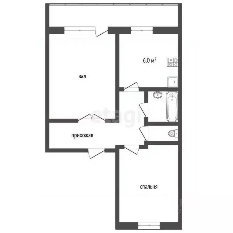 2-к кв. Пермский край, Чернушка Коммунистическая ул., 14 (50.8 м) - Фото 1
