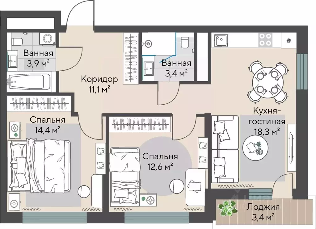 2-к кв. Свердловская область, Екатеринбург Эльмаш жилрайон, Изумрудный ... - Фото 0