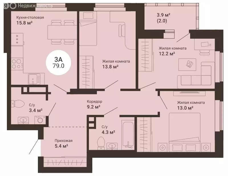 3-комнатная квартира: Екатеринбург, 2-я Новосибирская улица (79 м) - Фото 0