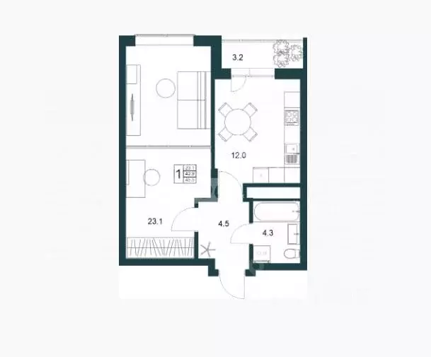1-к кв. Липецкая область, Липецк Минская ул., 6Б (45.5 м) - Фото 2