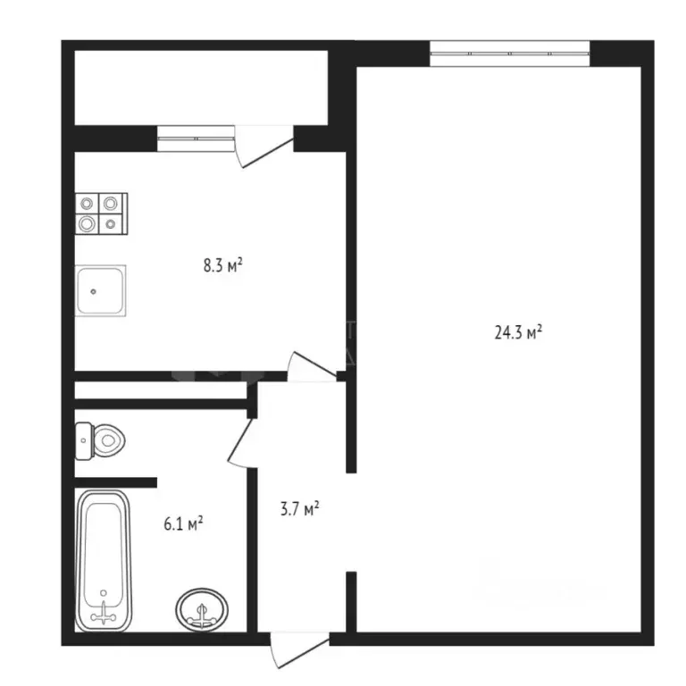 1-к кв. Тюменская область, Тюменский район, д. Дударева ул. ... - Фото 1