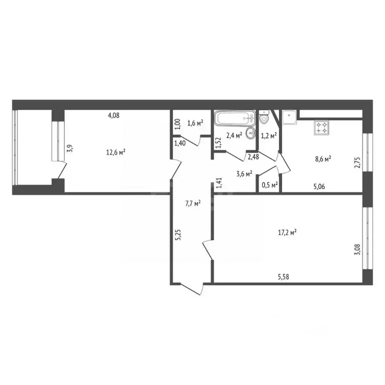 2-к кв. Башкортостан, Уфа ул. Степана Кувыкина, 10 (54.0 м) - Фото 2