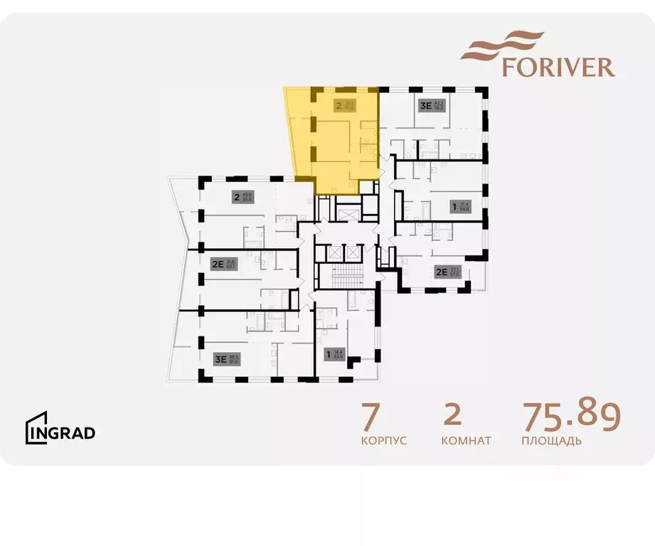 2-к кв. Москва Г мкр, Форивер жилой комплекс, 7 (75.89 м) - Фото 1