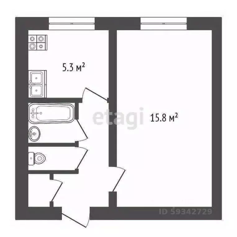 1-к кв. Архангельская область, Архангельск ул. В.И. Воронина, 53 (30.4 ... - Фото 1