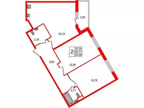 Продаётся 2-к квартира, 69 м - Фото 0