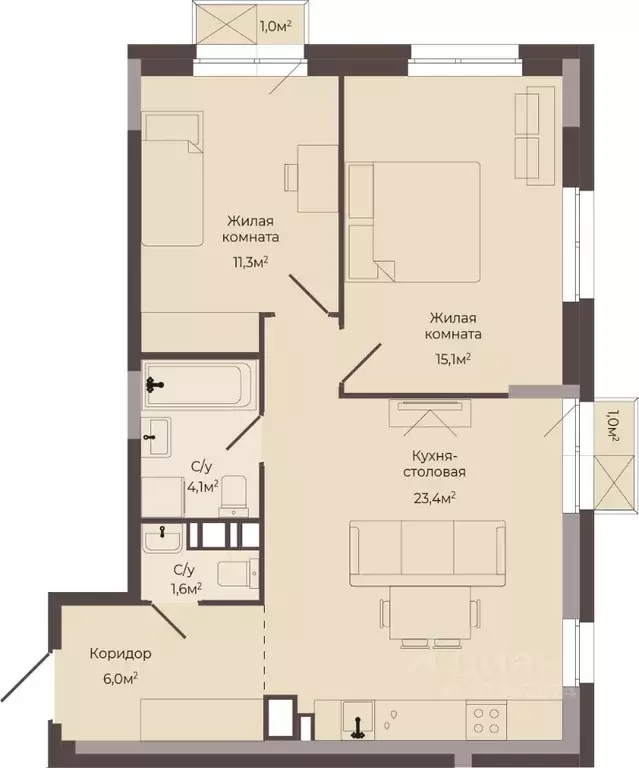 2-к кв. Нижегородская область, Нижний Новгород Соцгород жилрайон, 1-й ... - Фото 1