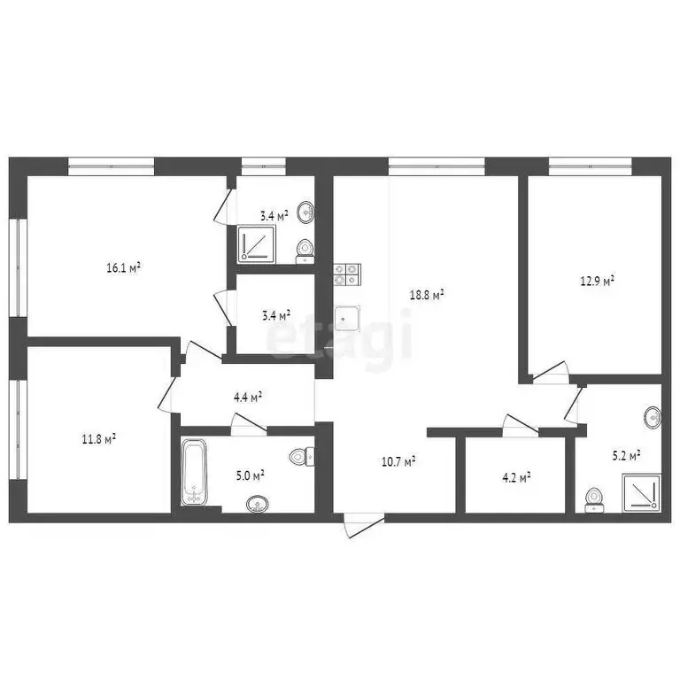 3-комнатная квартира: Тюмень, Новгородская улица, 20 (95.9 м) - Фото 0
