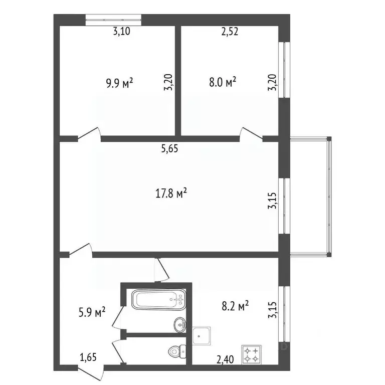 3-к кв. Амурская область, Благовещенск 2-й мкр, ул. Кантемирова, 1 ... - Фото 2