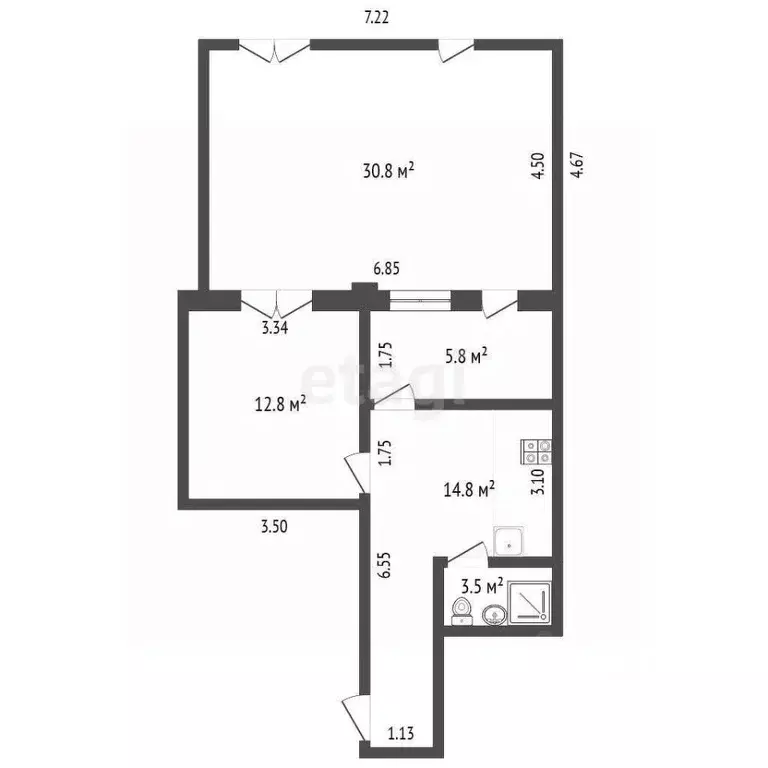 2-к кв. Крым, Ялта ул. Тренева, 3 (67.0 м) - Фото 2