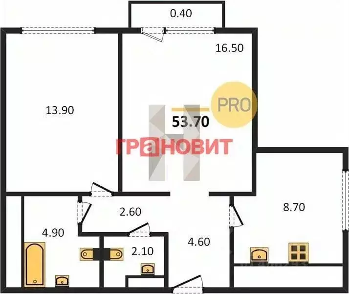 2-к кв. Новосибирская область, Новосибирск ул. Никитина, 67 (53.7 м) - Фото 1