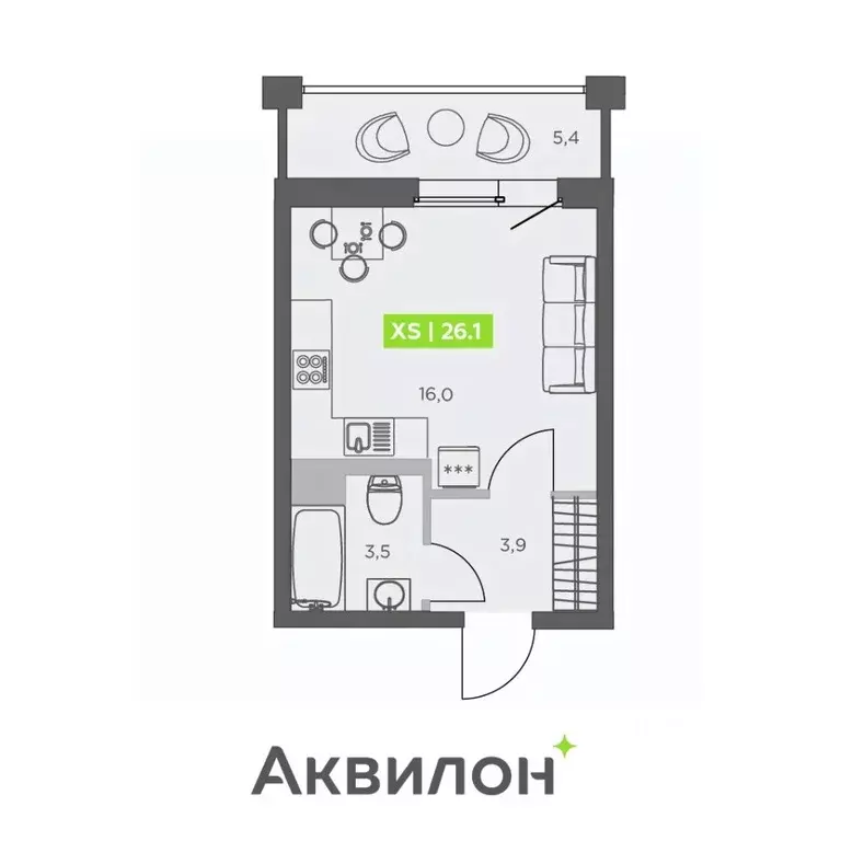 Студия Санкт-Петербург бул. Головнина, 4 (26.1 м) - Фото 0
