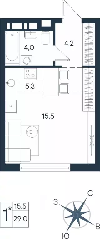 Студия Пермский край, Пермь ул. Космонавта Беляева, 17 (29.0 м) - Фото 0