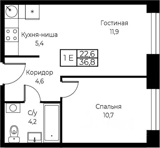 1-к кв. Москва ул. Наметкина, 10Д (36.8 м) - Фото 0