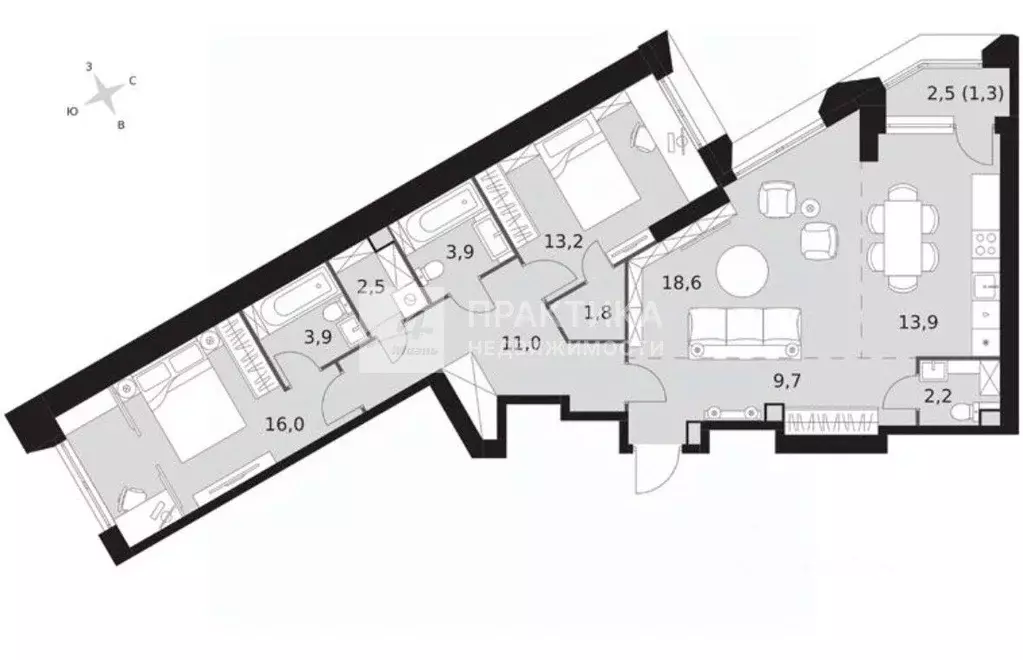 3-к кв. Москва ул. Академика Волгина, 2 (100.0 м) - Фото 2