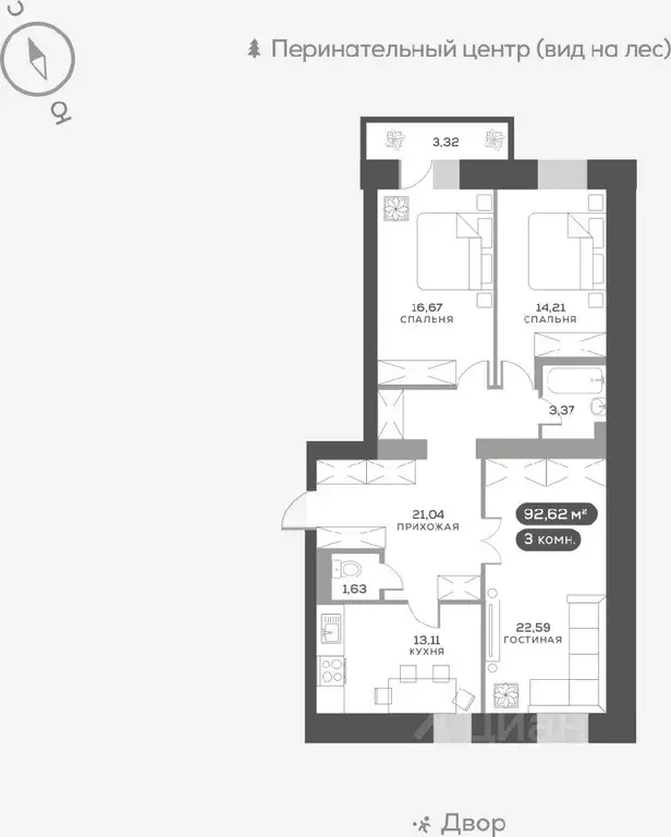 3-к кв. Красноярский край, Красноярск ул. Академгородок, 74 (92.7 м) - Фото 0