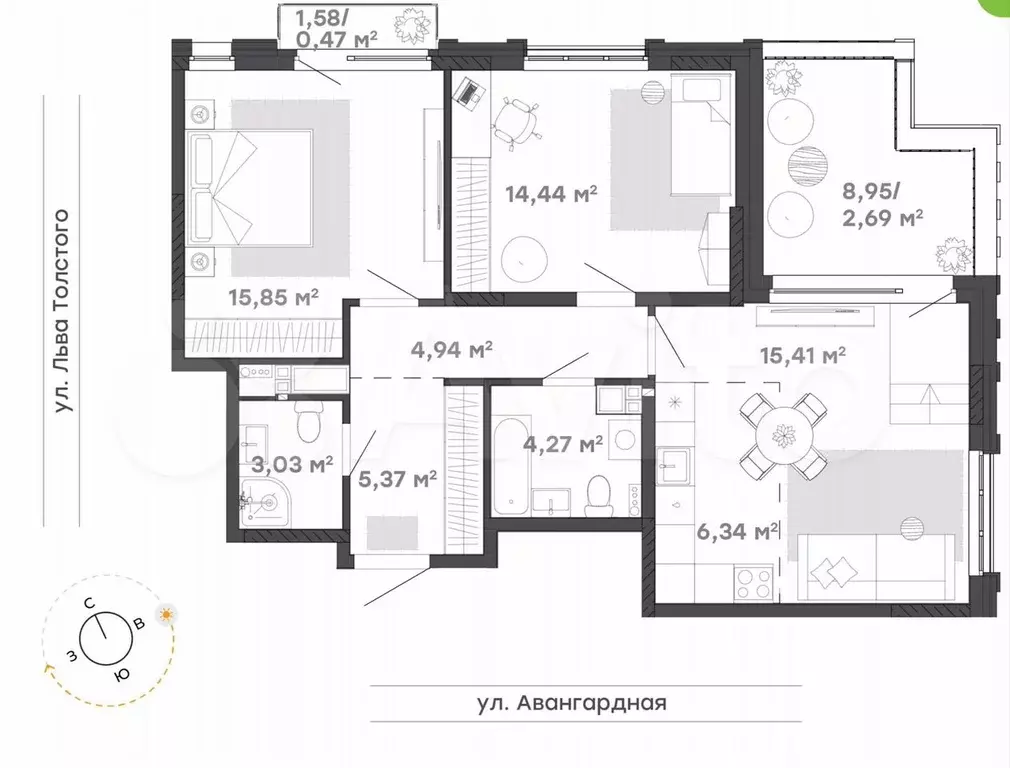 3-к. квартира, 80 м, 16/17 эт. - Фото 0