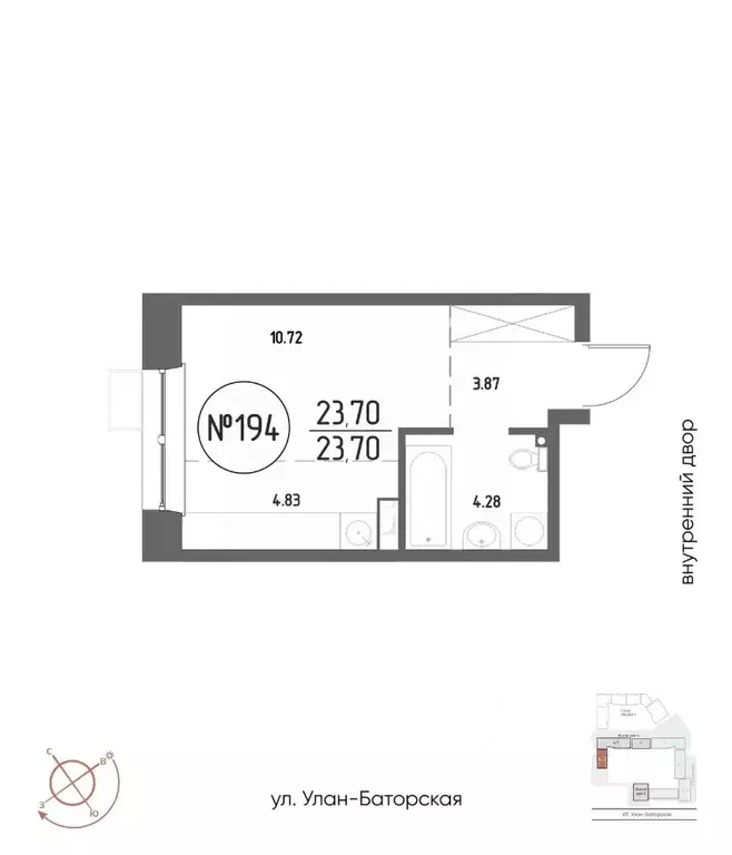 Студия Иркутская область, Иркутск Макс жилой комплекс (23.7 м) - Фото 1